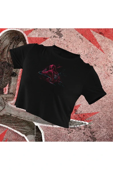 playbackmoda Crop-top Assassin Samuray Baskılı Yarım Tişört