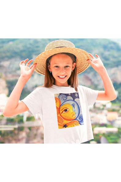 playbackmoda Crop-top Güneş ve Ay Baskılı Yarım Tişört - 2