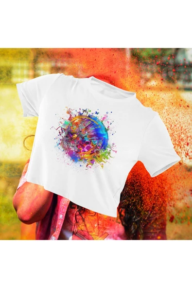 playbackmoda Crop-top Ilıustrasyon Düş Kapanı Baskılı Yarım Tişört ürün görseli