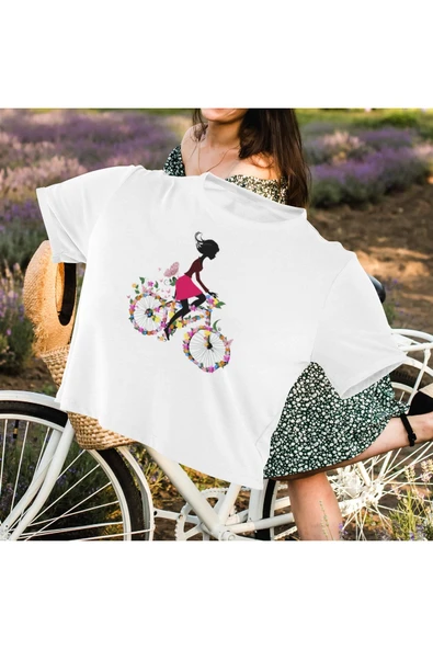 playbackmoda Crop-top Bisiklet Baskılı Yarım Tişört ürün görseli