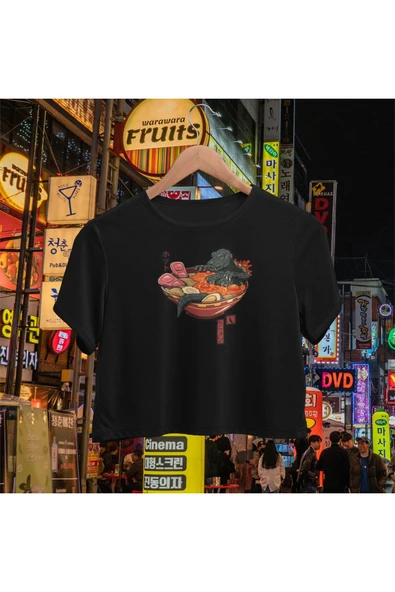 playbackmoda Crop-top Japon Yemek Baskılı Yarım Tişört ürün görseli