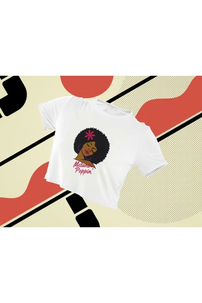 playbackmoda Crop-top Pop Art Afro Saç Baskılı Yarım Tişört ürün görseli
