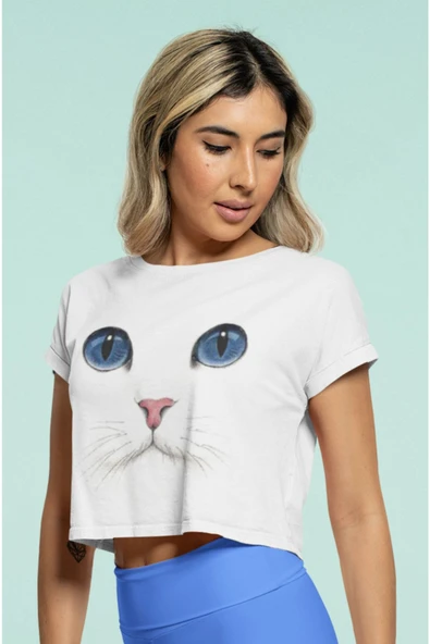 playbackmoda Crop-top Ankara Kedisi Tasarım Yarım Tişört ürün görseli