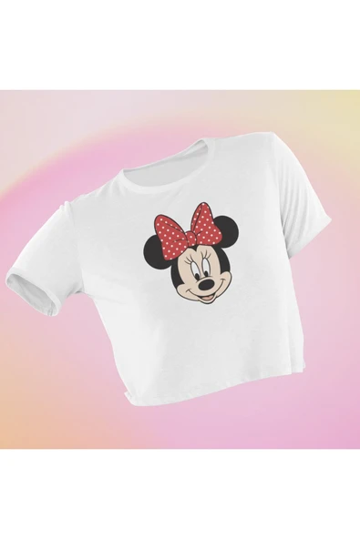 playbackmoda Crop-top Mini Mouse Baskılı Yarım Tişört