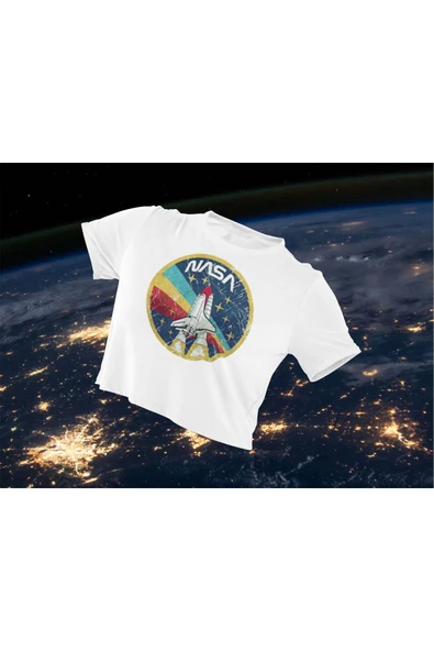playbackmoda Crop-top Nasa Baskılı Yarım Tişört ürün görseli