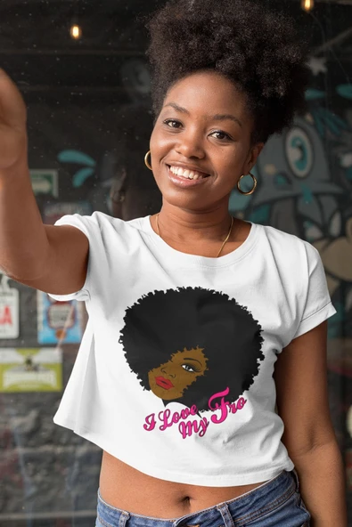 playbackmoda Crop-top Pop Art Afro Saç Baskılı Yarım Tişört ürün görseli