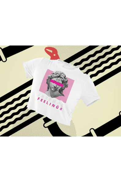 playbackmoda Crop-top Pop Art Intense Feelıngs Baskılı Yarım Tişört ürün görseli