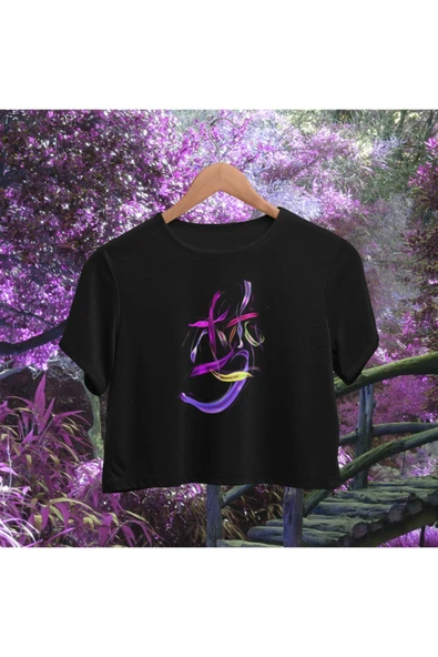 playbackmoda Crop-top Japonca Yazı Baskılı Yarım Tişört ürün görseli