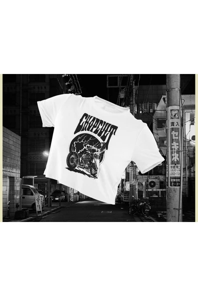 playbackmoda Crop-top Motorsiklet Chopper Baskılı Yarım Tişört ürün görseli
