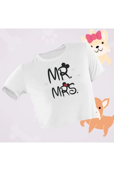 playbackmoda Crop-top Miki - Mini Mouse Baskılı Yarım Tişört