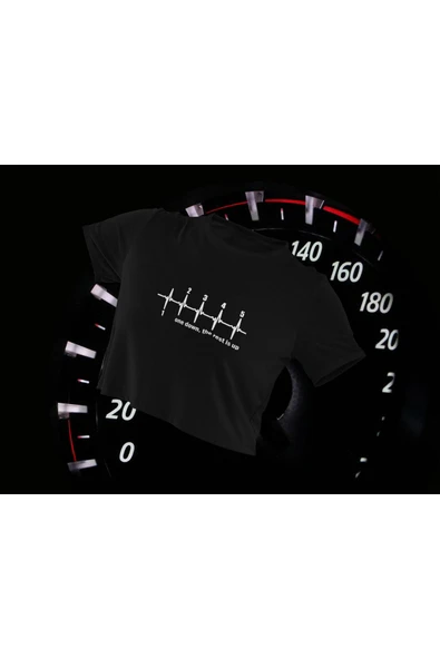 playbackmoda Crop-top Motorsiklet Vites Kalp Atışı Baskılı Yarım Tişört ürün görseli
