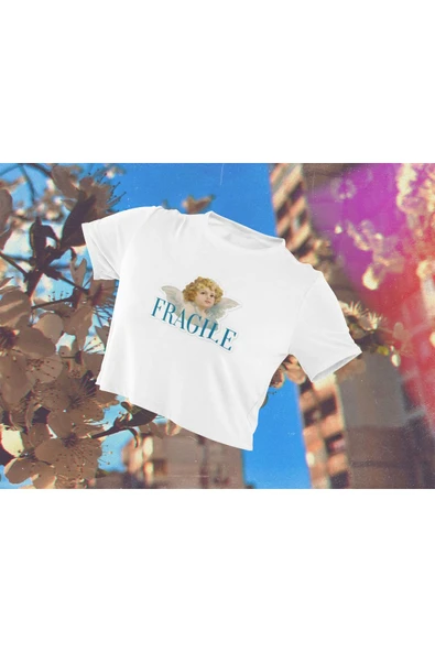 playbackmoda Crop-top Pop Art Baby Angel Baskılı Yarım Tişört ürün görseli