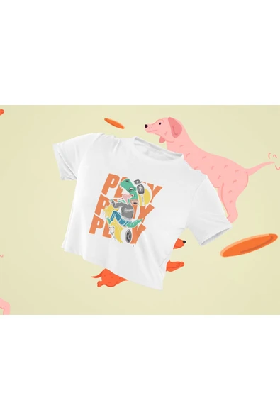 playbackmoda Crop-top Motorsiklet Play Yazı Baskılı Yarım Tişört ürün görseli