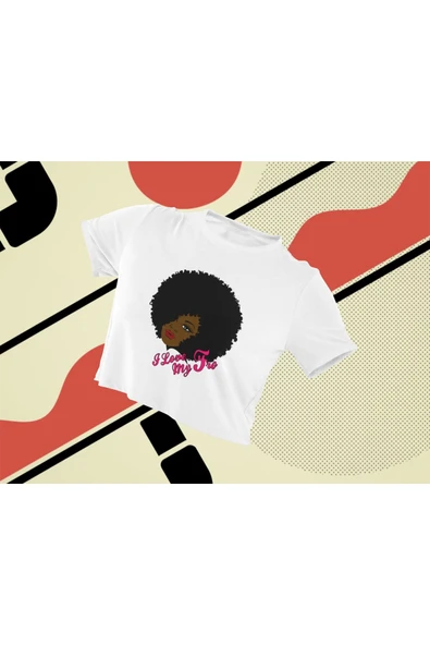 playbackmoda Crop-top Pop Art Afro Saç Baskılı Yarım Tişört - Resim 2