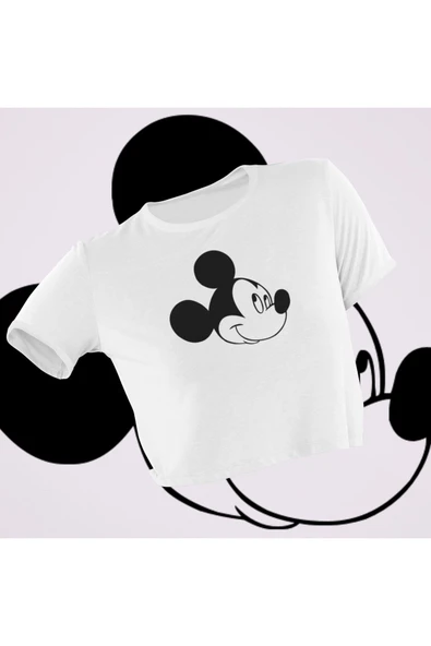playbackmoda Crop-top Miki Mouse Baskılı Yarım Tişört ürün görseli