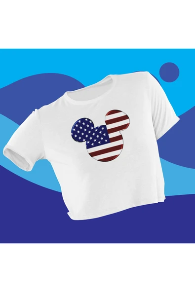 playbackmoda Crop Top Miki Mouse Baskılı Yarım Tişört ürün görseli