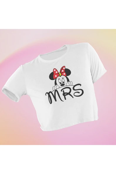playbackmoda Crop-top Mini Mouse Baskılı Yarım Tişört