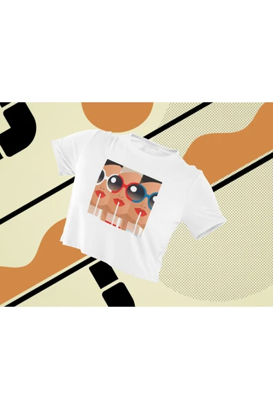 playbackmoda Crop-top Pop Art Baskılı Yarım Tişört