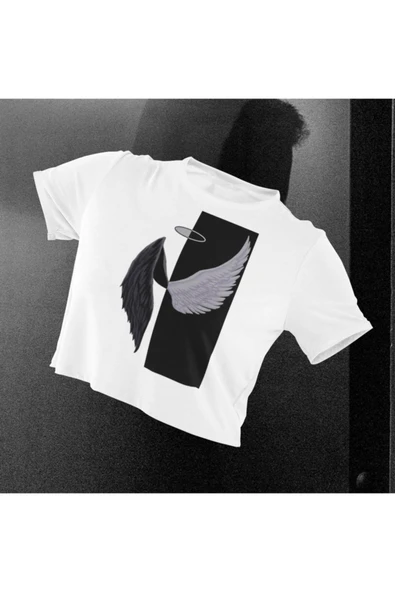 playbackmoda Crop-top Kadınlar Melektir Tasarım Yarım Tişört - Resim 2