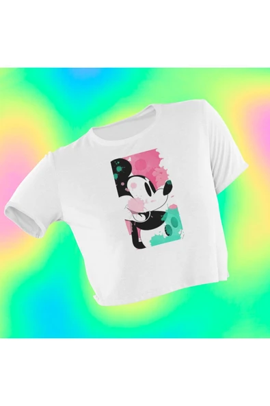 playbackmoda Crop-top Miki Mouse Baskılı Yarım Tişört ürün görseli