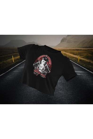 playbackmoda Crop-top Motorsiklet Lovebone Apparel Baskılı Yarım Tişört ürün görseli