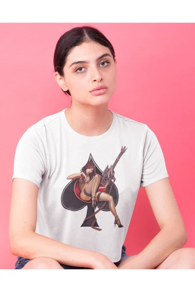 playbackmoda Crop-top Ilustrasyon Kadın Baskılı Yarım Tişört - Resim 2