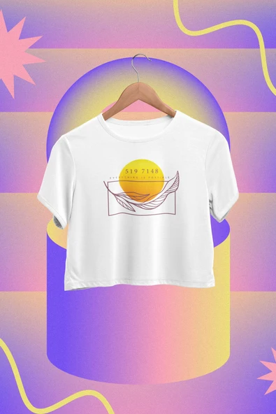 playbackmoda Crop-top Spiritüel Semboller Baskılı Yarım Tişört ürün görseli