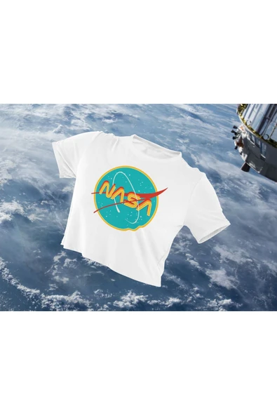 playbackmoda Crop-top Nasa Baskılı Yarım Tişört - Resim 2