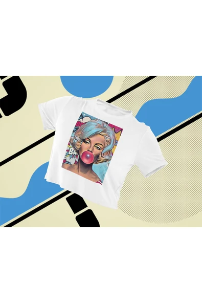 playbackmoda Crop-top Pop Art Marilyn Monroe Baskılı Yarım Tişört ürün görseli