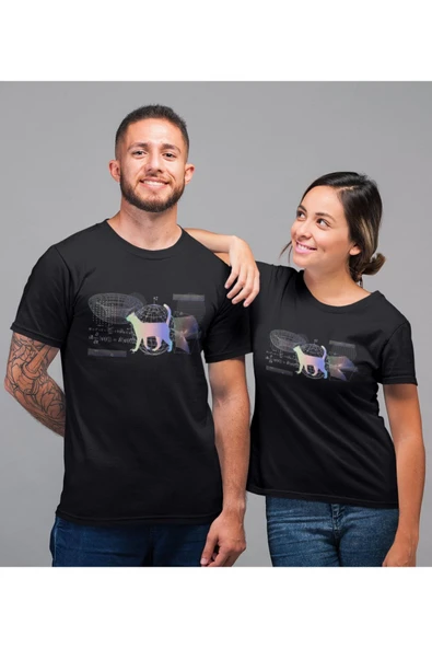 playbackmoda Akiki Tasarım, Schrödinger'in Kedisi-quantum Fiziği, Bilimsel Tasarım, Siyah Oversize Tişört, S - Resim 2