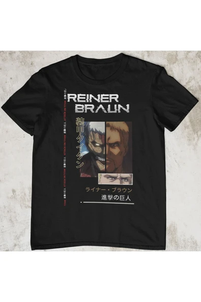 playbackmoda Akiki Tasarım, Reiner Braun, Anime - Manga, Siyah Oversize Tişört, S Beden ürün görseli