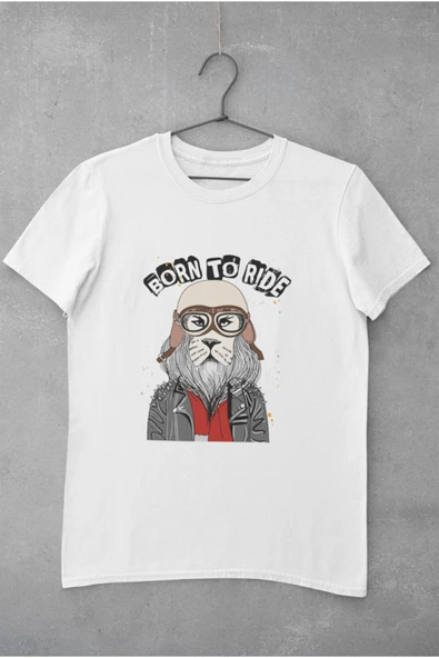 playbackmoda Owersize Motorcu Köpek Tasarım Baskılı Tişört