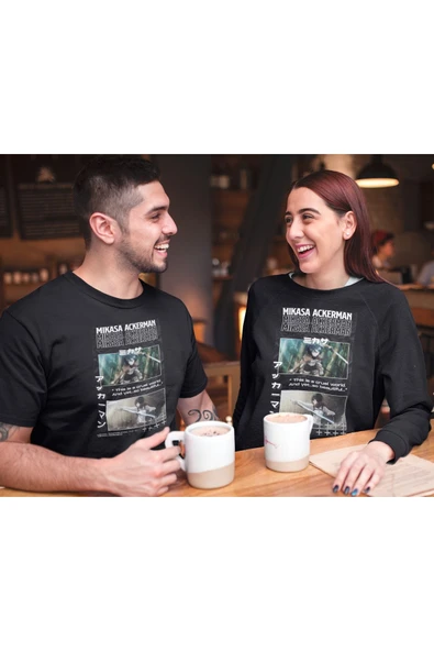 playbackmoda Akiki Tasarım, Mikasa Ackerman, Anime - Manga, Siyah Oversize Tişört, S Beden - Resim 2