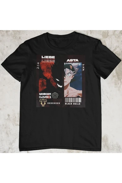 playbackmoda Akiki Tasarım, Liebe - Asta, Anime - Manga, Siyah Oversize Tişört, S Beden ürün görseli