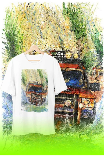 playbackmoda Owersize Tasarım Land Rover Dıscovery Baskılı Tişört - Resim 2