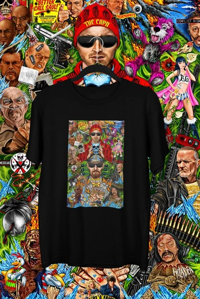 playbackmoda Akiki Tasarım, Breaking Bad Fantastik Fan Dizayn, Film Afişi Tasarım, Siyah Oversize Tişört, L ürün görseli