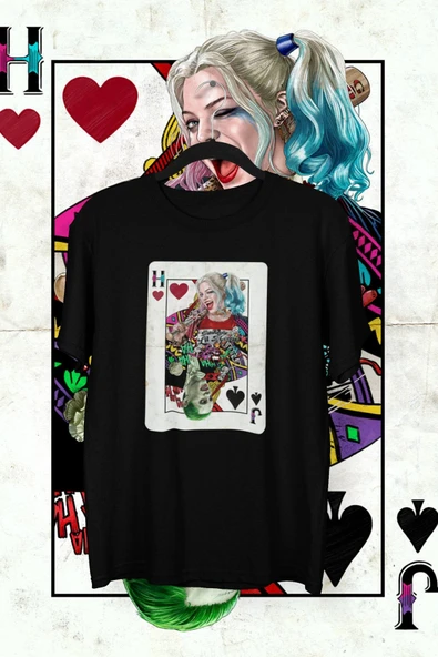 playbackmoda Akiki Tasarım, Joker Ve Harley Quinn Fan Dizayn, Film Afişi Tasarım, Siyah Oversize Tişört, Xl