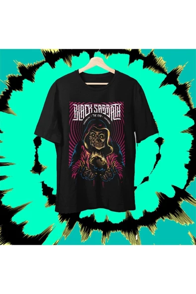 playbackmoda Owersize Tasarım Rock Poster Black Sabbath Baskılı Tişört - Resim 2