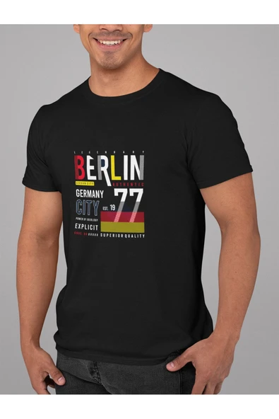 playbackmoda Oversize Renkli Berlin Yazılı Baskılı Oversize Tişört ürün görseli
