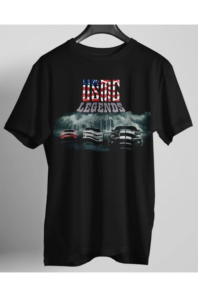 playbackmoda Owersize Tasarım American Muscle Car Legends Baskılı Tişört ürün görseli