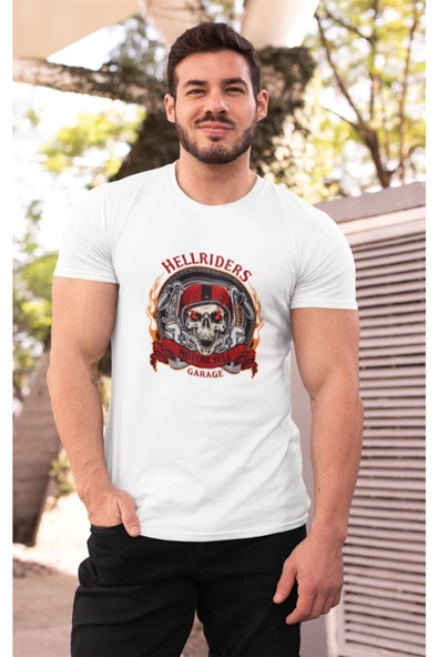 playbackmoda Owersize Motorsiklet Hell Riders Club Yazı Tasarım Baskılı Tişört ürün görseli