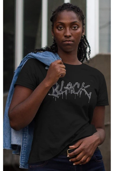 playbackmoda Oversize Renkli Black Yazılı Baskılı Oversize Tişört - Resim 2