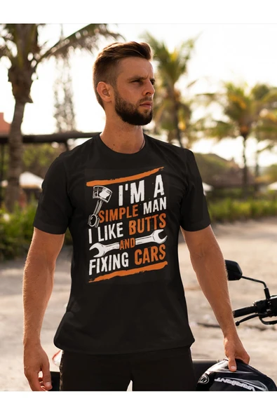 playbackmoda Oversize Renkli I Am A Sımple Man Yazılı Baskılı Oversize Tişört - Resim 2