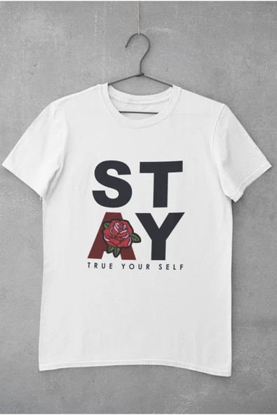 playbackmoda Owersize Stay Yazı Tasarım Baskılı Tişört ürün görseli