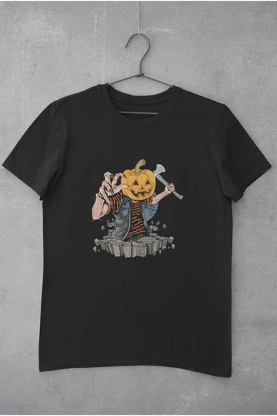 playbackmoda Owersize Baltalı Halloween Tasarım Baskılı Tişört ürün görseli