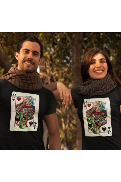 playbackmoda Akiki Tasarım, Joker Ve Harley Quinn Fan Dizayn, Film Afişi Tasarım, Siyah Oversize Tişört, Xl - Resim 2