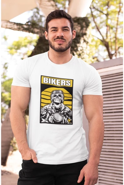 playbackmoda Oversize Motorsiklet Bikers Kurukafa Tasarım Baskılı Oversize Tişört ürün görseli