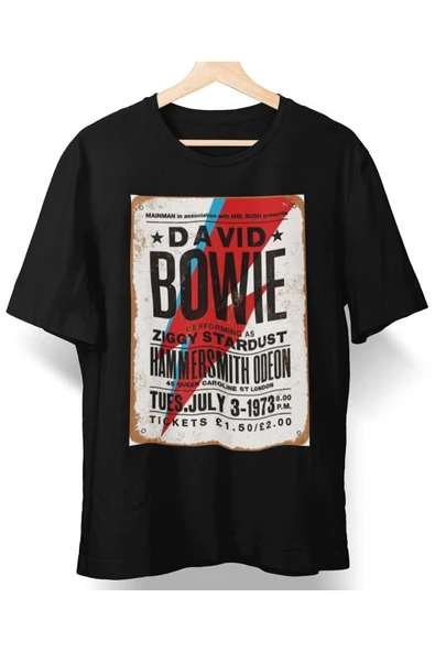playbackmoda Owersize Tasarım Rock Poster David Bowıe Baskılı Tişört ürün görseli