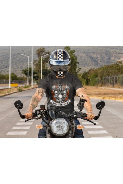 playbackmoda Owersize Tasarım Ride Forever Yazı Desen Baskılı Tişört - Resim 2