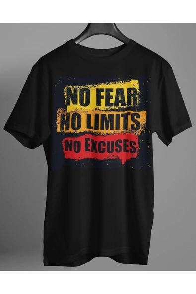 playbackmoda Oversize Renkli No Fear No Lımıts Yazılı Baskılı Oversize Tişört - Resim 2